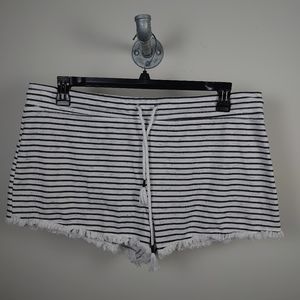 Navy Blue and White Striped Shorts